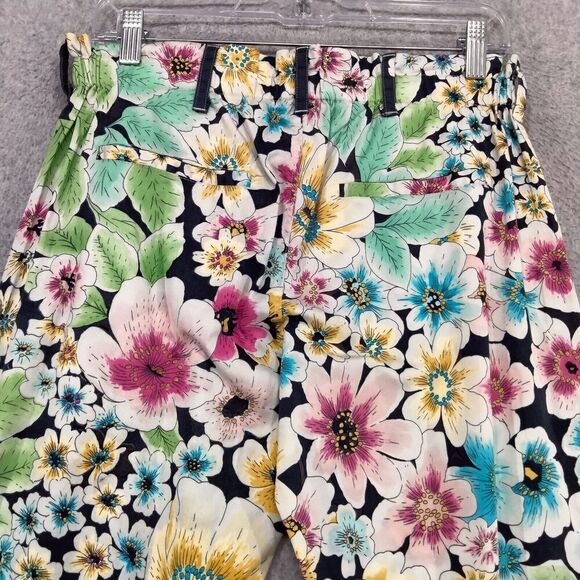Johnny Was Paperbag Waist Pants Womens Sz XS Multicolor Floral Stretch Straight - Picture 8 of 12